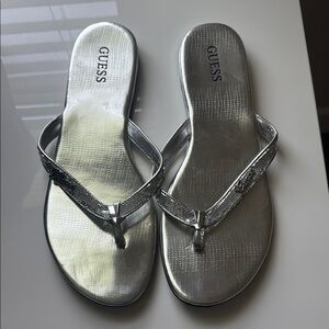 GUESS Women's Silver Sandals glitter 9
